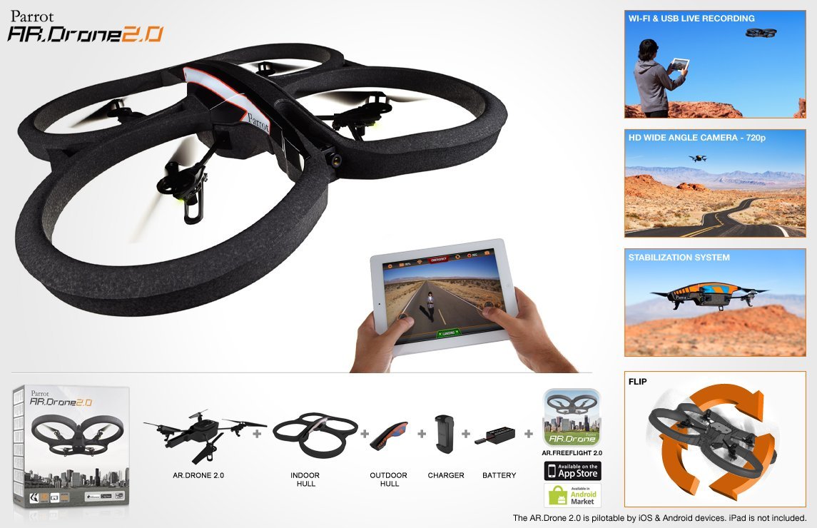 Parrot AR Drone 2.0 Quadricopter With Replacement Battery - Drones ...