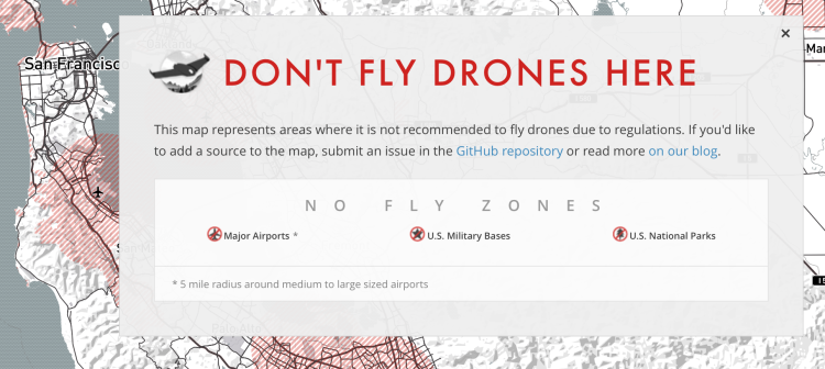 map of drone no fly zone