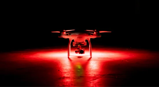 dji phantom drone with red light
