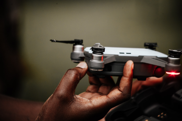 mini drone held in hand